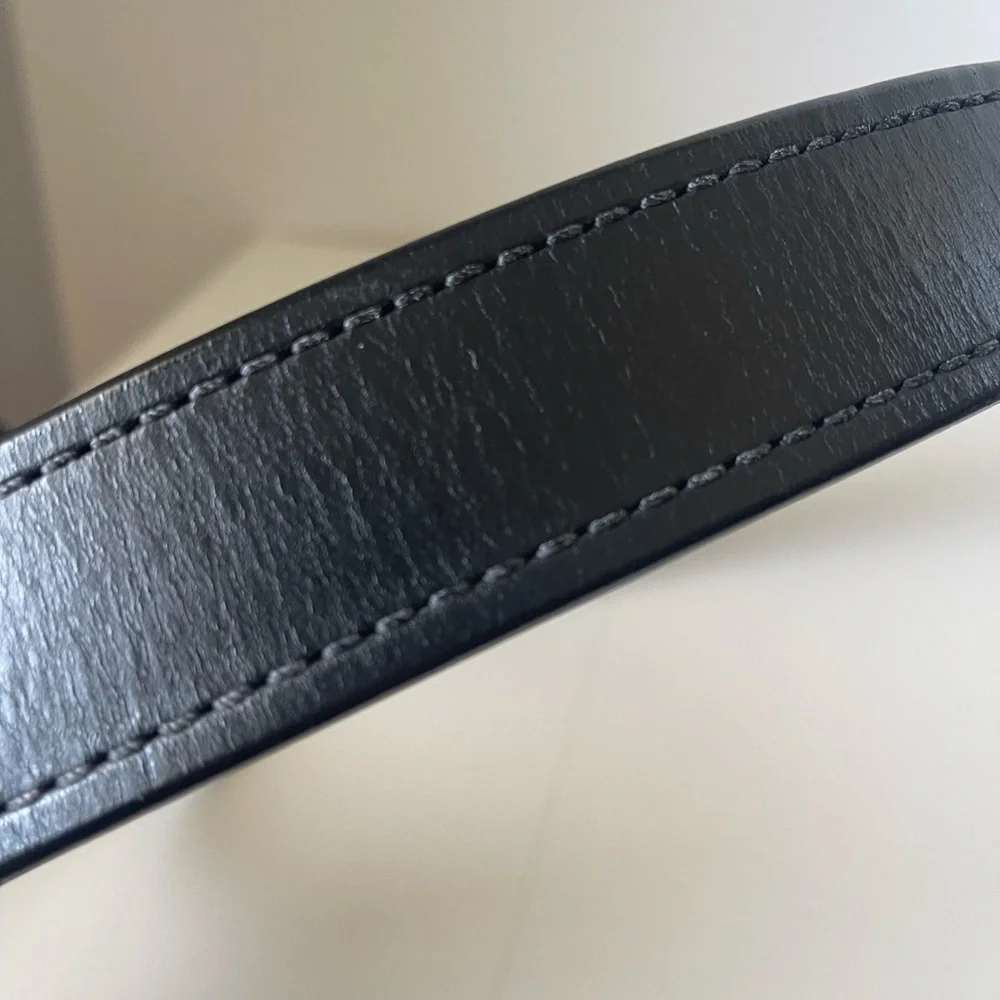 Thebeltman.net Black Leather Belt Silver Buckle 37